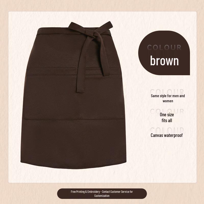 Custom Waterproof Canvas Waist Apron with Logo for Catering, Milk Tea Shops, Baristas