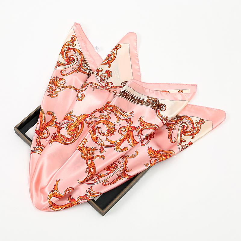 90cm Solid Colors Neckerchief Hijab Scarf For Women Silk Satin Headband Hair Scarves Female Square Shawls Ladies Head Bandana