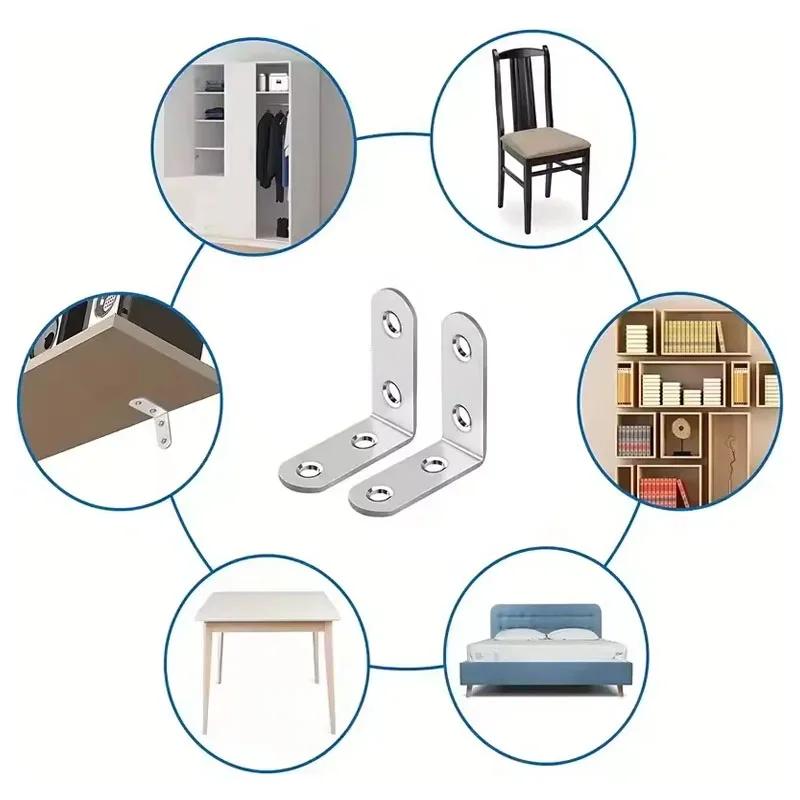 10PCS 90 Degree Angle Corner Brackets Stainless Steel Corner Brace Fastener Wall Brackets Hanger for Shelves,Table,Chair