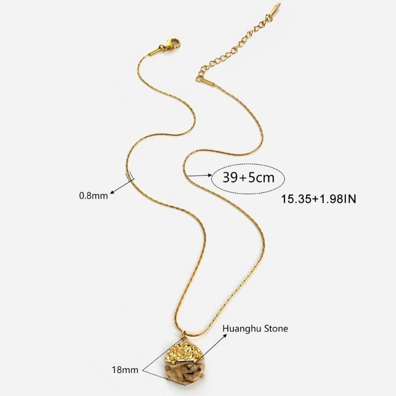 French Inspired Adjustable Round Pendant Necklace Elegant Stainless Steel Lightweight Chain For Women Gift Layering Jewelry