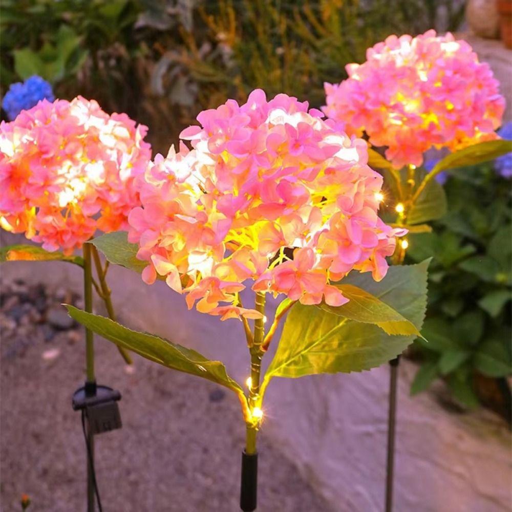 Realistic LED Hydrangea Lights Simulated Flower Decorative Lighting Solar Garden Light Solar Powered Landscape Decoration