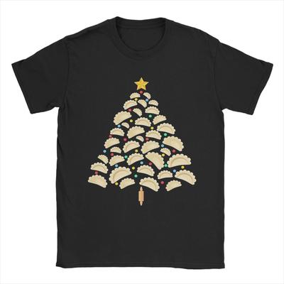 Feliz Natal Camiseta Árvore de Natal Pierogi Masculina 100% Algodão para Camisetas Masculinas Camiseta Gola Redonda Manga Curta Roupas