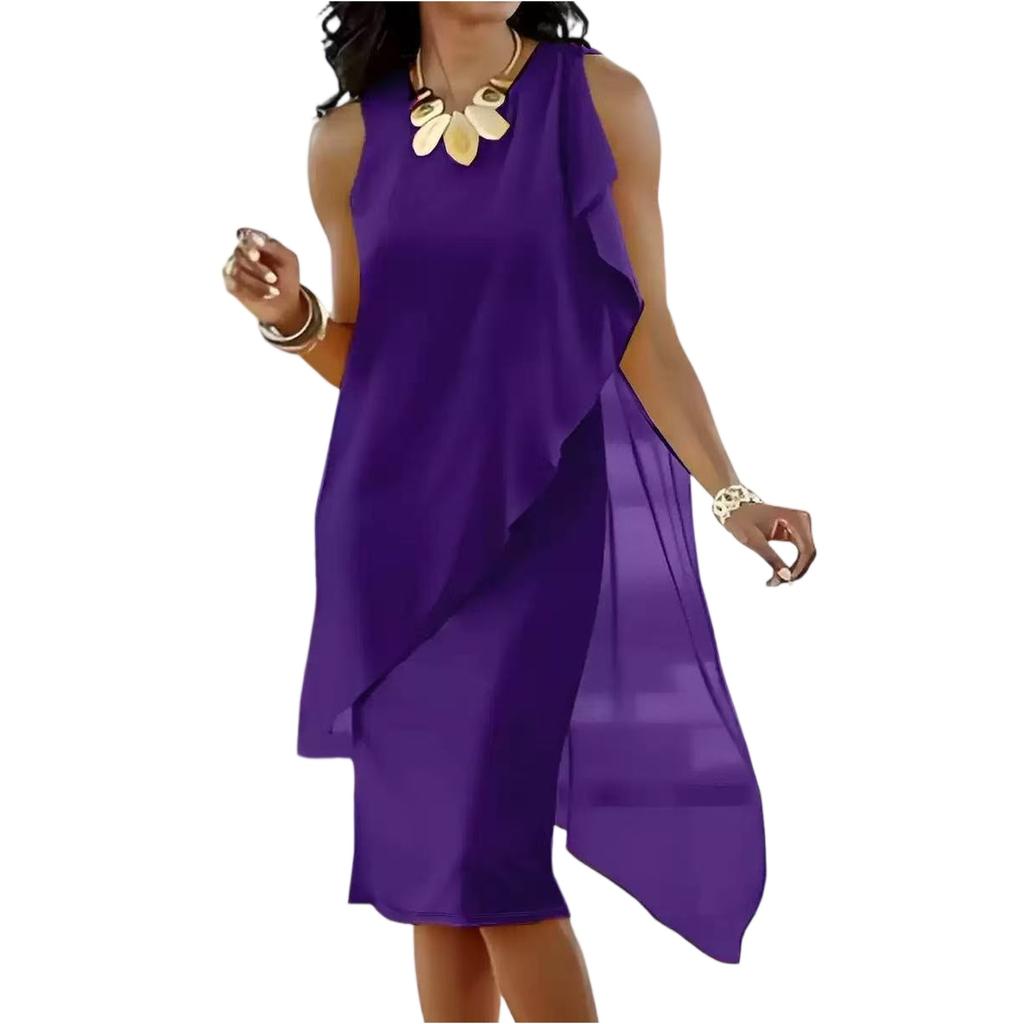 Women's Fashion Color Sleeveless Dress