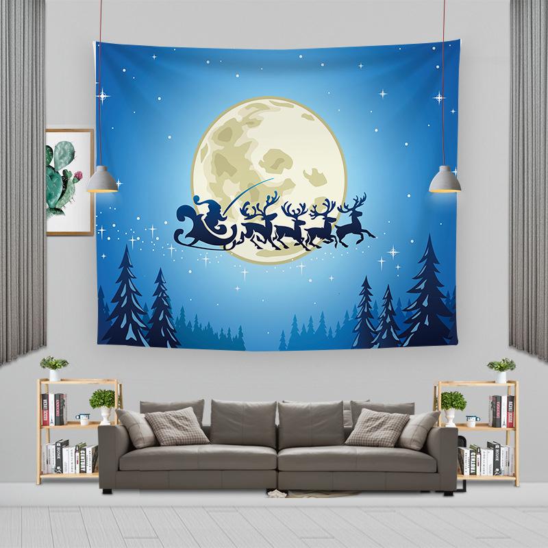 Cartoon Weihnachtsmann Wandbehang Wandteppich Frohe Weihnachten Wandteppich Hintergrundtuch Polyester Fröhliche Frohe Weihnachten Wandteppiche