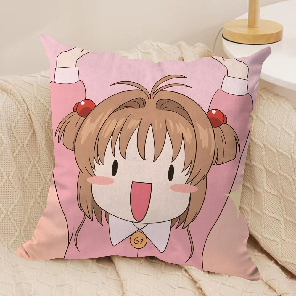 Anime CCardcaptor SSakura Kissenbezug Seidiger Kurzer Plüsch Versteckter Reißverschluss Staubdicht Sofa Kissenbezug Für Heimdekoration