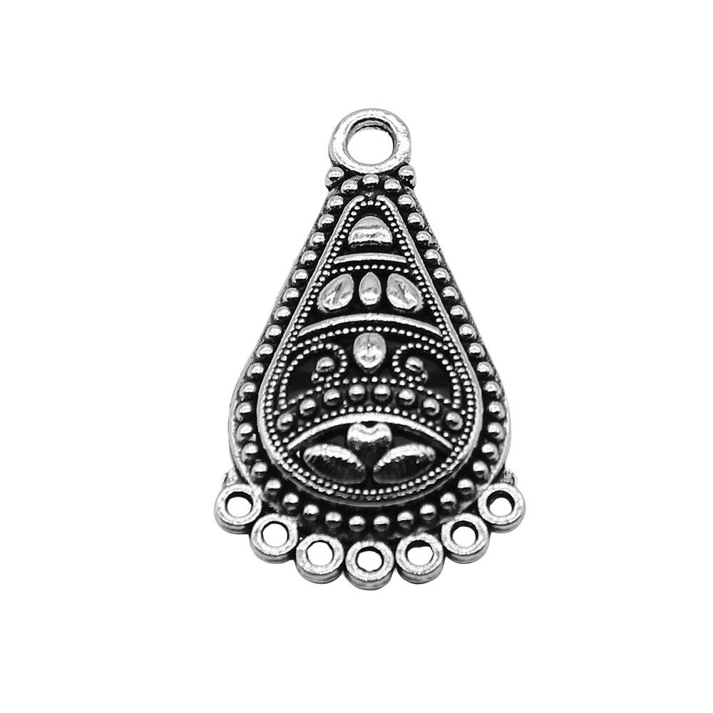 

10 шт. пористый разъем для сережек, компоненты ювелирных изделий, аксессуары, античное серебро, цвет цинкового сплава, 17X30 мм