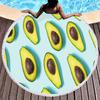 Tropical Fruit Avocado Round Beach Towel Microfiber Boho Round Hawaiian Beach Blanket Sand Proof Circle Swim Towel with Tassels