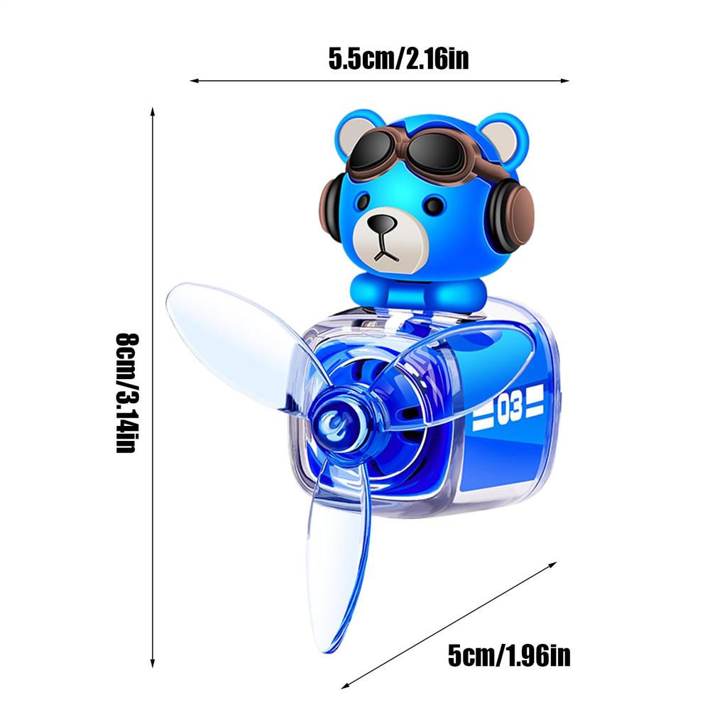 Cute Bear Car Air Freshener - Propeller-themed scented diffuser, long-lasting
