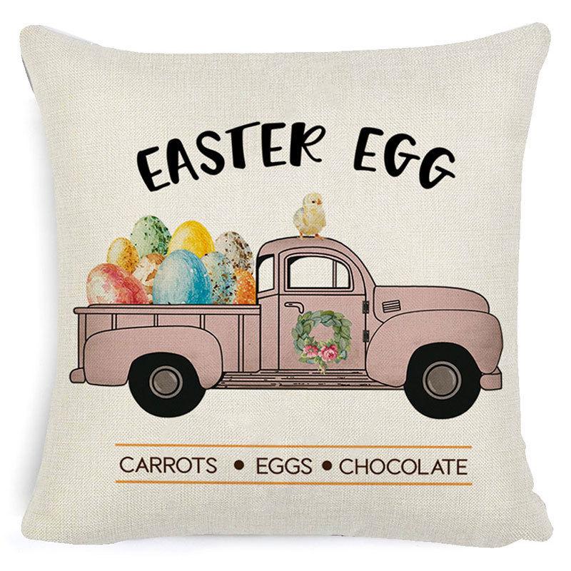 Pillowcase Easter Pillowcase Cartoon Truck Garland Rabbit Egg Animal Plaid