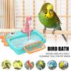 Bird Shower Adjustable Parakeet Bath Bathtub With Faucet Feeding Bowl For Pet Deck Porch Backyard Balcony Patio Yard Indoor