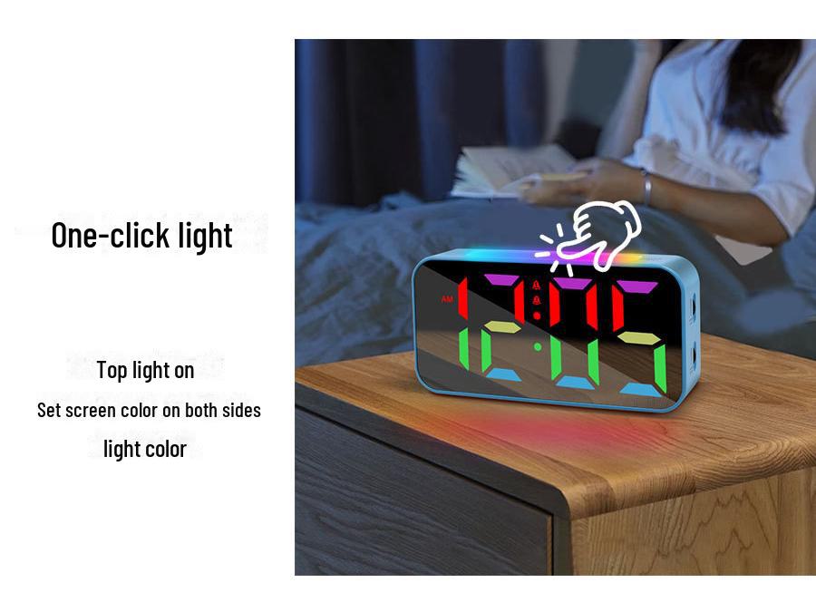 RGB Student Multifunktionell LED Väckarklocka - Färgglad Digital Ljusstark Display