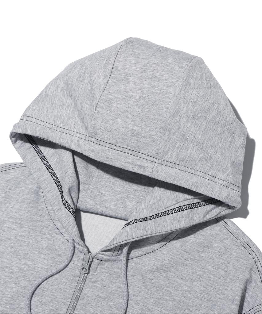 Pendulum Arch Logo Stitch Contrast Zip-Up Hoodie Lq7Tu429_Melange Grey