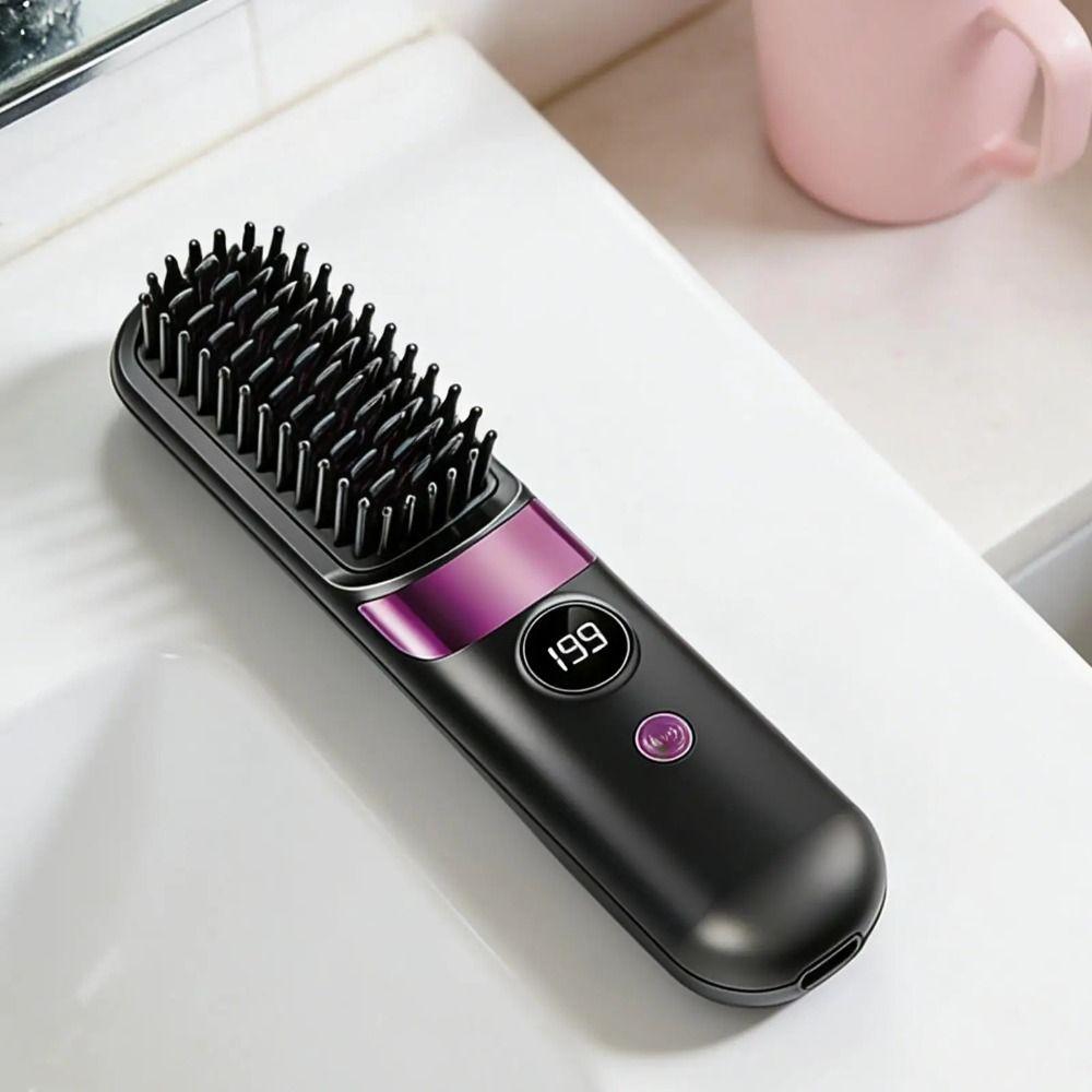 LCD Display Portable Hair Straightener Ceramic Coating Electric Straightening Comb Family Use