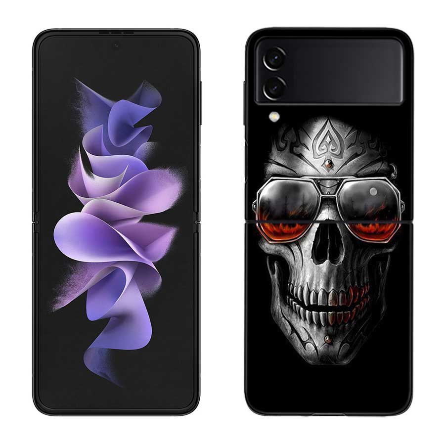 Grim Reaper Skull Skeleton Case for Samsung Galaxy Z Flip 6 Flip 5 4 3 5G Black Cell Phone Cover Samsung Z Flip 5 5G Luxury P
