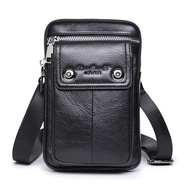 

Xiaoduoli+ New Genuine Leather 7-inch Waist Bag Mini Crossbody Small Bag Retro Cowhide Phone Waist Bag Wearing Belt