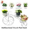 Supporto per Piante in Ferro a 3 Livelli Design Bicicletta Bianco Autoportante Capacità di Carico 22,05 libbre per Decorazioni da Interno Esterno Giardino con 3 Cesti