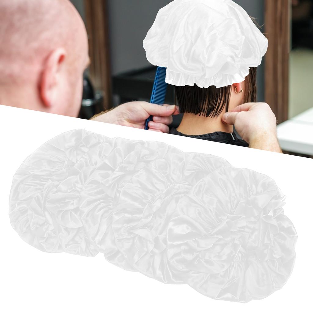 5pcs Shower Caps Waterproof Bath Hats Professional Salon Protection Hair Bath CapsWhite