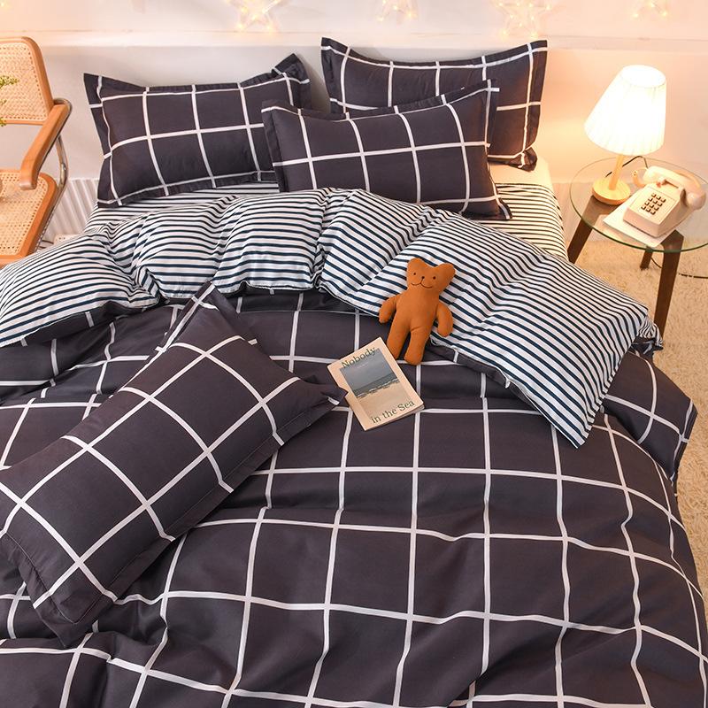 

Постельное белье Набор из четырех предметов Принтованный Приятный к коже Водостойкий Простыни Пододеяльник Наволочки Комплект 1.2m bed