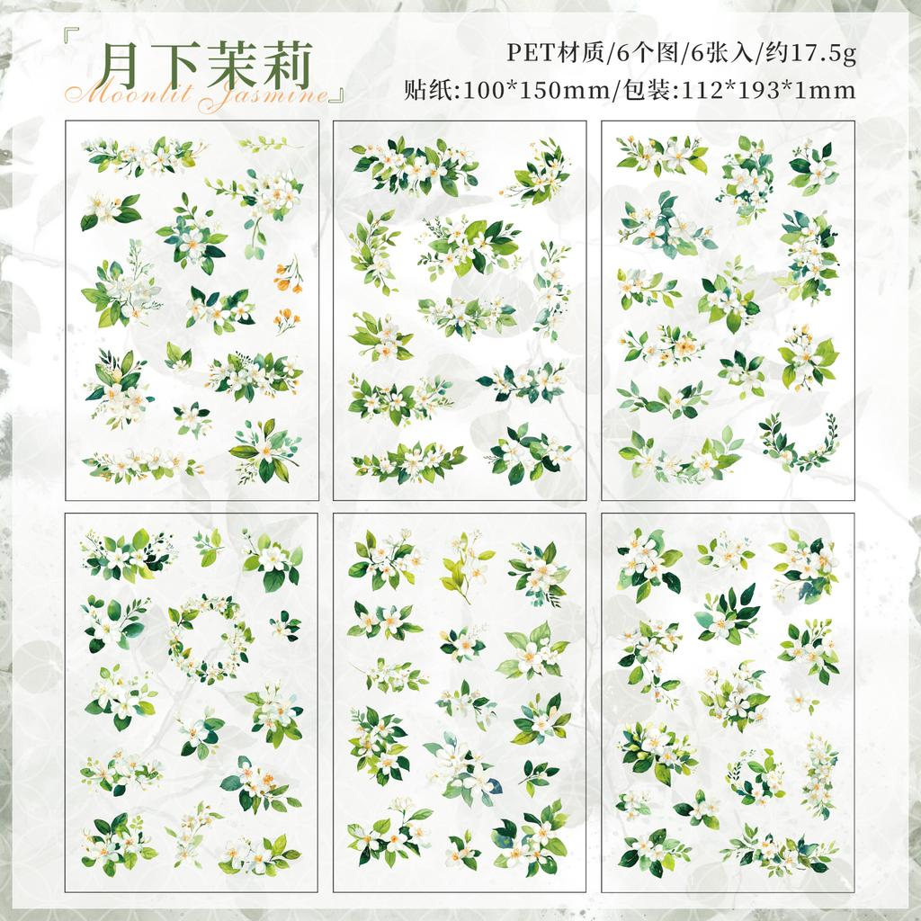 6sheets Dreaming Flower Language Series Ins Flower Plants Die Cutting Waterproof PET Stickers DIY Diary Album Scrapbook