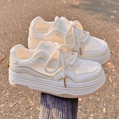 Summer Women's Shoes Women's New Breathable Mesh Shoes Versatile Niche Bread Shoes Platform Sports Board Shoes