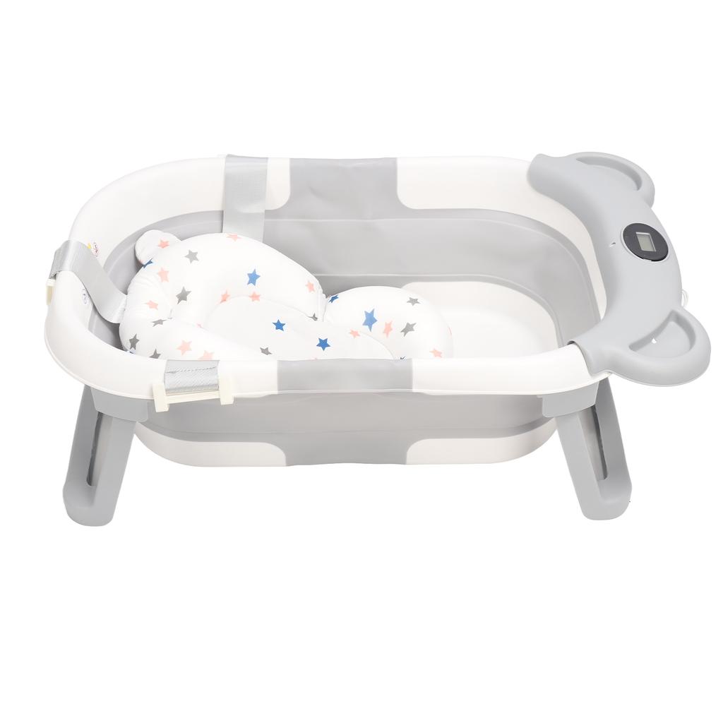 Collapsible Baby Bathtub Intelligent Real Time Temperature Sensing Double Folding Portable Travel