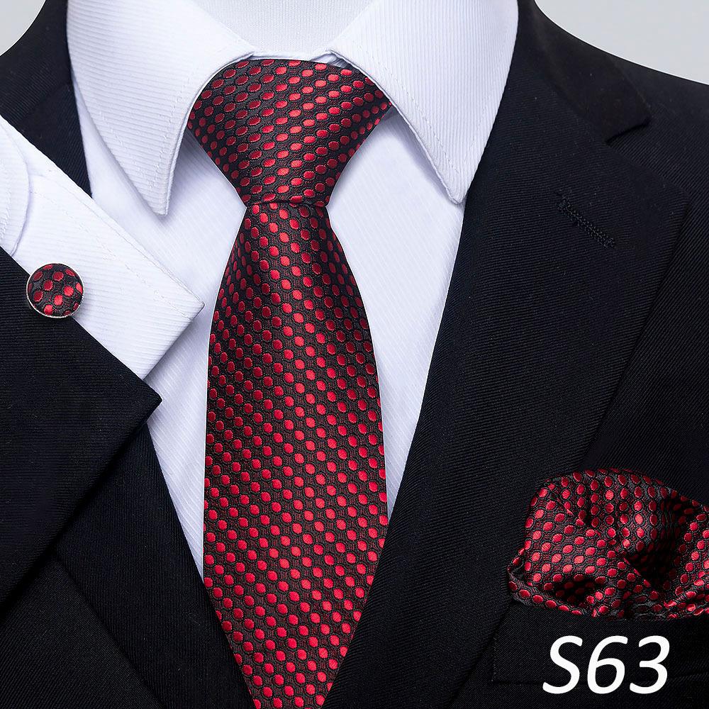 Men'S Tie Three-Piece Set Striped Flower Series Shang Tie