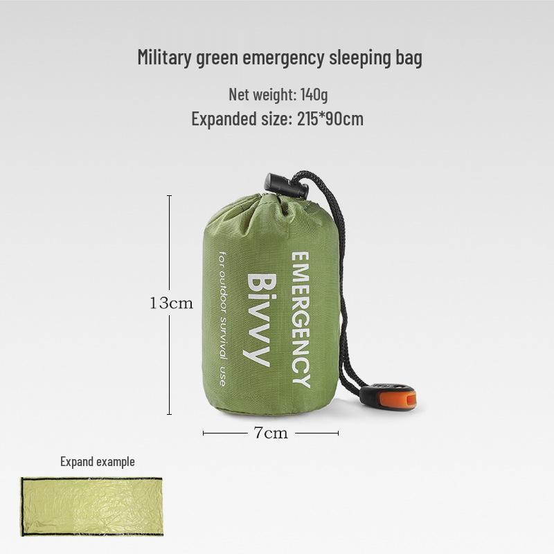 

PE Aluminum Film Emergency Sleeping Bag: Cold-Proof, Warm, Includes Storage Bag for Disaster Relief