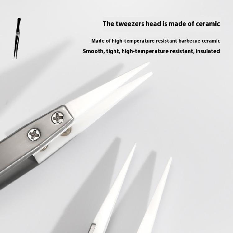 Heat Resistant Multipurpose Zirconia Ceramic Head Tweezers Acid Resistant None Magnetic Stainless Steel Crafting Tool
