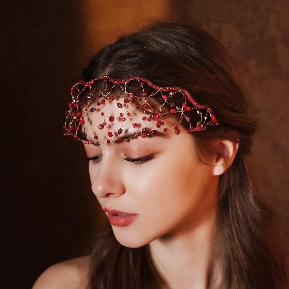 Wedding Headpieces Crystal Beads Hair Net Crown Elegant Headbands Bride Hair Bands  Party