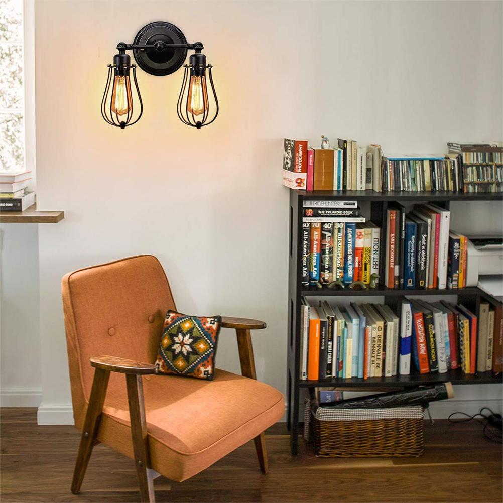 Double Head Wall Sconce Industrial Wire Cage Wall Light Vintage Style Wall Lamp