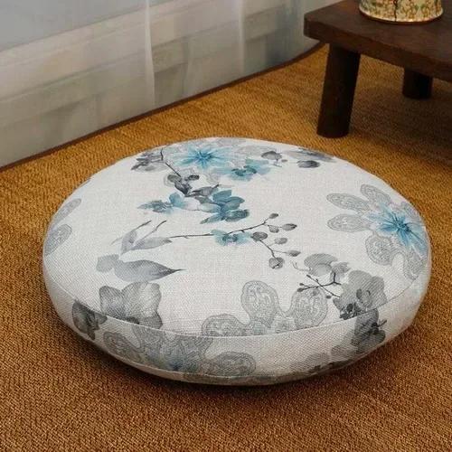Chinese Linen Cotton Tea Ceremony Worship Buddha Floor Cushions Round Shape Thicken Office Balcony Cushion Tatami Yoga Mat 40x40x10cm