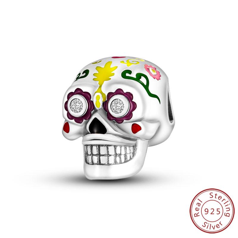 Halloween Charm Bead Pendant Copper Pumpkin Witch Doll Skeleton Mummy Candy Charm Fit Original Bracelet Diy Jewelry