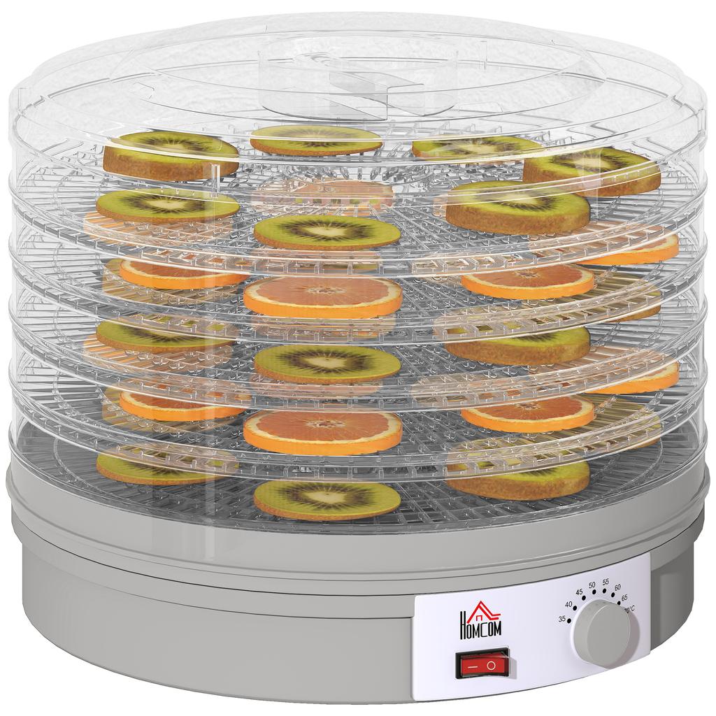 5-tier Food Dehydrator, 245W Dehydrator with Adjustable Temperature Control, Grey