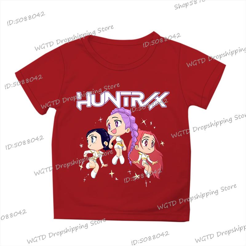 Anime KPop Demon Hunters Printed Cotton Kids T-shirt Korean Style Anime KPop Demon Hunters Short Sleeve Fashion Boys Girls Tops