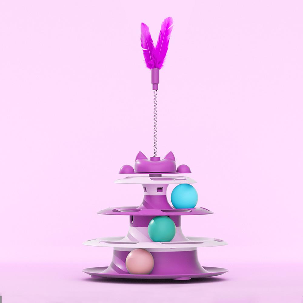 

Cat Toys for Self-Entertainment: Interactive Turntable, Teaser Wand, Balls - Anti-Boredom for Kittens & Adult Cats, фіолетовий
