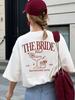 Bride Club Bachelorette Party Print Women's T-shirt Short Sleeve Crew Neck Casual Top Summer Short Sleeved Harajuku Streetwear
