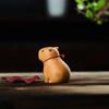 Cute Cartoon Capybara Desktop Figurine Handcrafted with Bell Collar Mini Animal Sculpture Wooden Carved Figurine Home Ornament