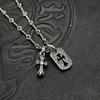 Crowe Necklace Sterling Silver Old Vintage Full Diamond Cross Double Pendant Hip Hop Niche Sweater Chain