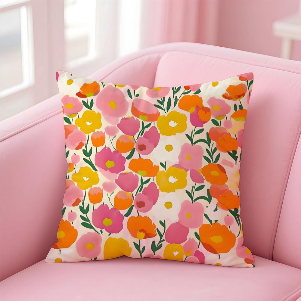 Full Print Floral Print Pattern Cushion Cover Pillow Case Soft Skin Friendly Fabric  Concealed Zipper