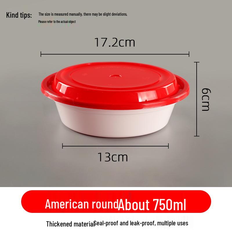 American-Style Disposable Food Container with Lid - Round or Rectangular Plastic Bowl