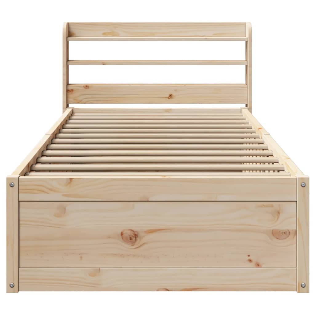 Solid Wood Bed with Headboard 75 x 190 cm Pine