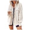 Women's Solid Color Loose  Sleeve  Knitted Button Shirt Frayed Hem Top