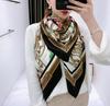 130CM Silk Scarf Women Large Shawls Palace Floral Print Square Bandana Luxury Kerchief Hijab Scarf Female Foulards
