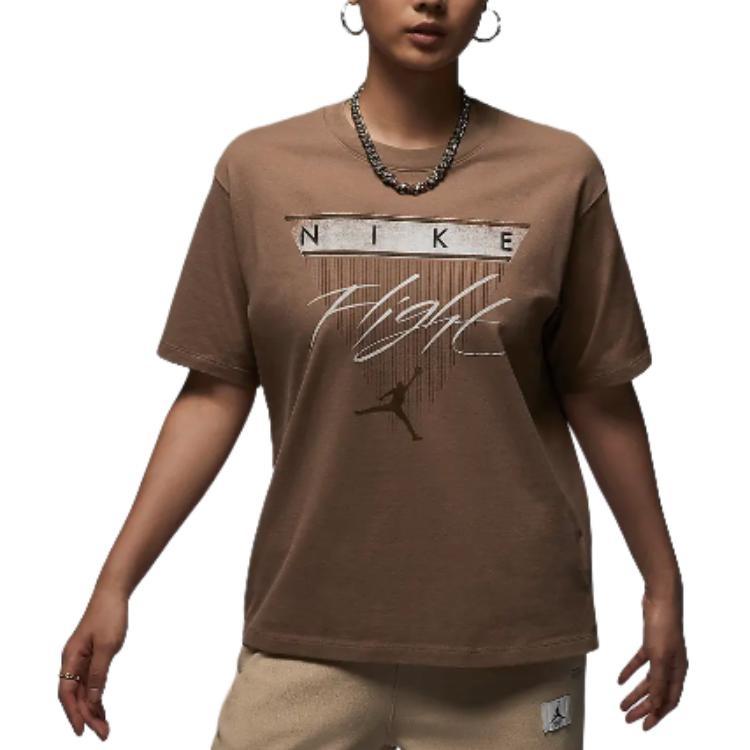 (WMNS) Air Jordan Flight Heritage Graphic T-shirt Asia Sizing Brown Women s FQ3241-223 M