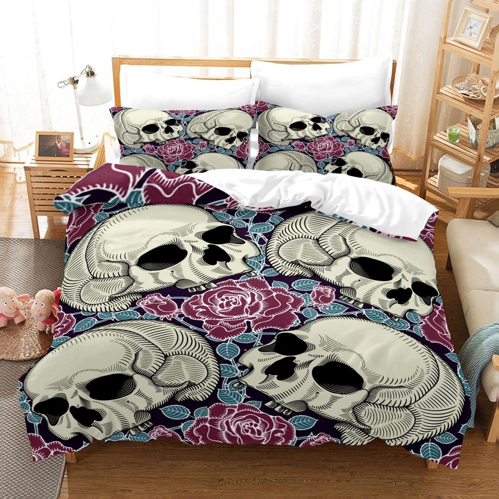 3D Digital Printing Kit Three-Piece Quilt Cover Sheet Skeleton
