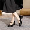 Fashion Women's Shoes Gothic Mary Jane Chunky Heels Buckle Black Block Heel Ladies Footwear Japanese Style Lolita Square Toe with Medium