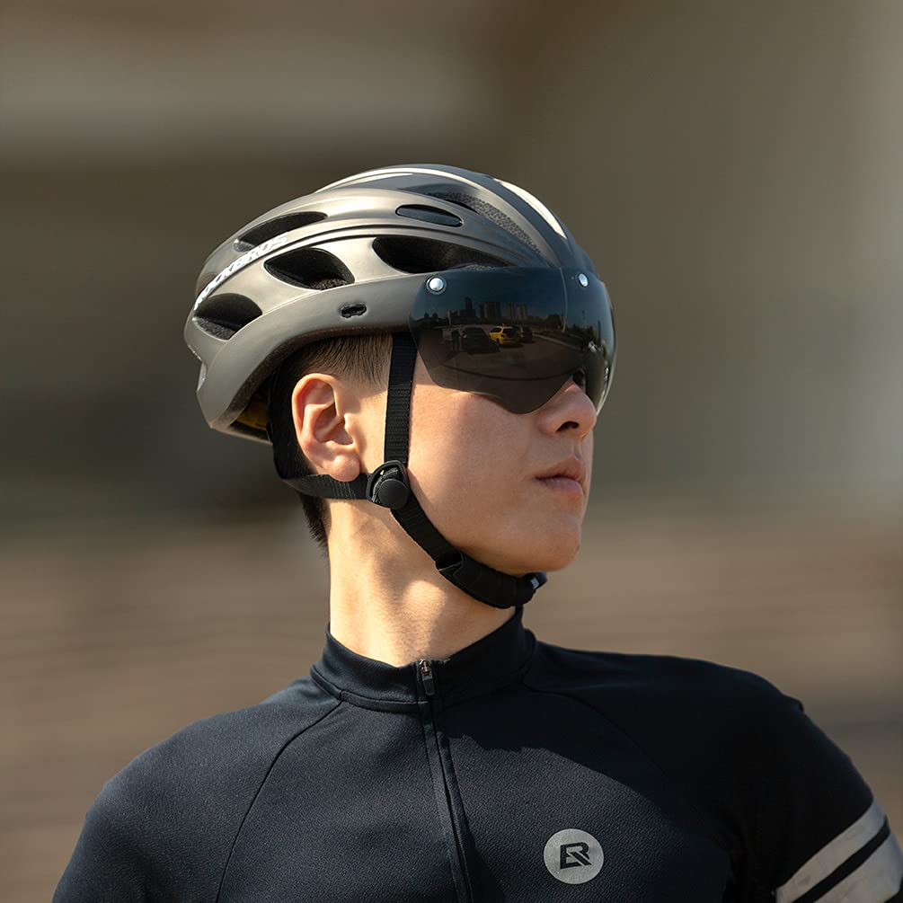 ROCKBROS Bicycle Helmet for Road CE Highly with Magnetic Goggles and Adjustable for Men and Women Adults, Bikes, Certified, Ultra-Lightweight, Sturdy,