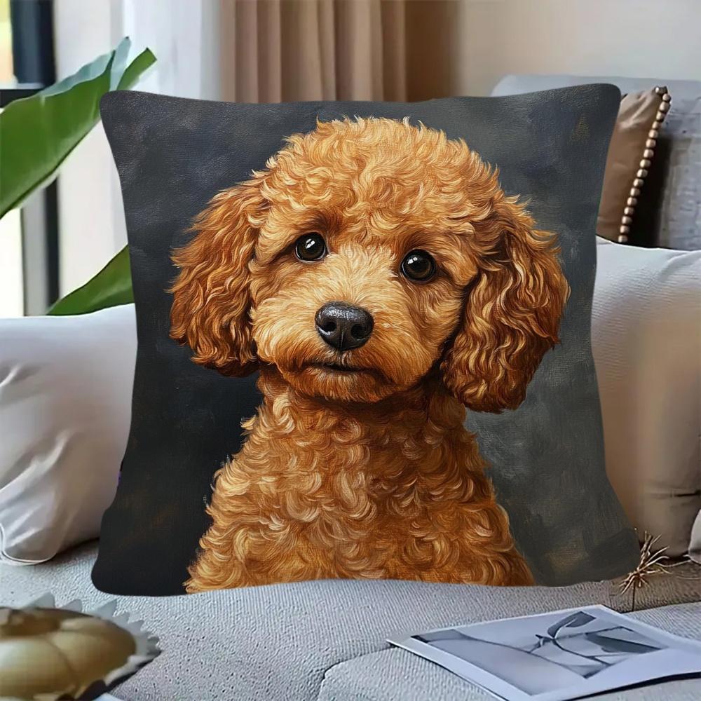 1 Stück Kissenbezug mit Pudel-Print, Geeignet für Sofa, Schlafzimmer, Wohnzimmer, Ein herzerwärmendes Geschenk für Hundeliebhaber