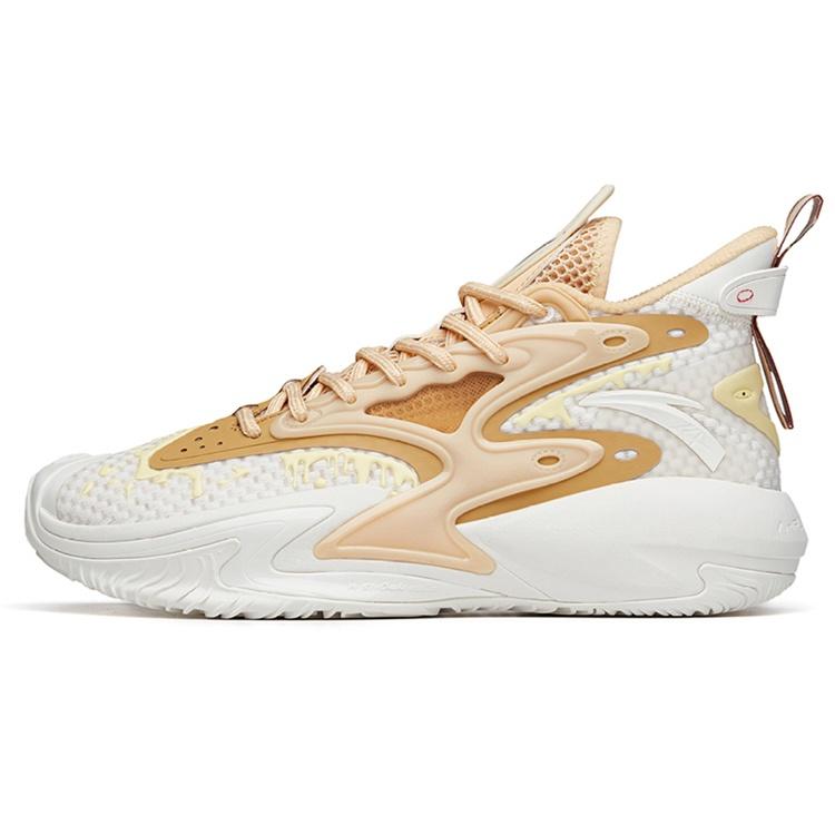 ANTA Shock The Game 5.0 Crazy Tide 3.0 High Basketball Shoes White Tan Men s 112131601S-4 EU 39