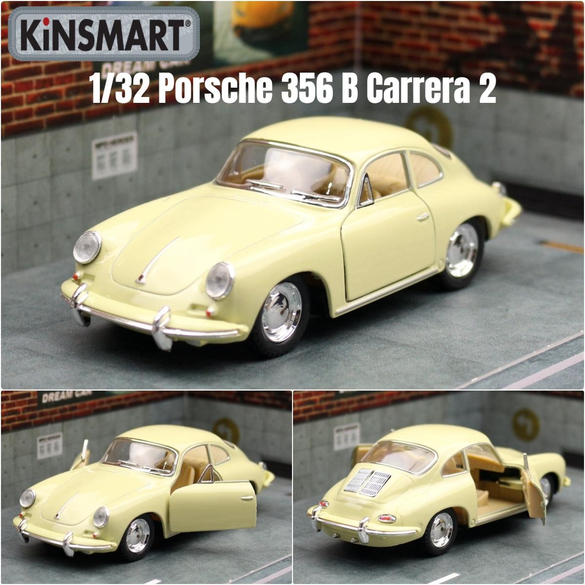 KiNSMART Toy Car Model 1/32 Porsche 356 B Carrera 2 Classical Diecast Miniature Vehicle Collection Gift For Children Boys Kid белый
